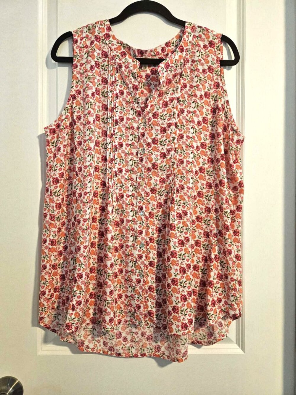 Jane and Delancey Floral Pintuck Sleeveless Blouse XL Boho Lightweight